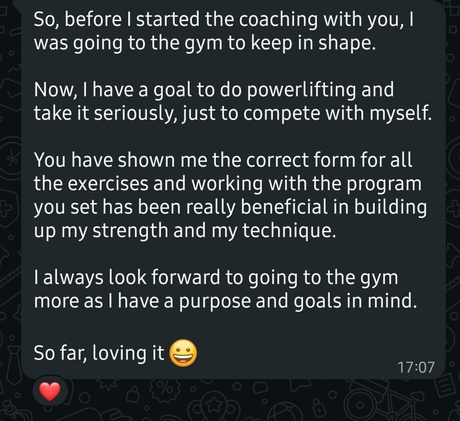 Client: you have shown me the correct form for all the exercises